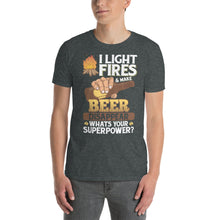 Load image into Gallery viewer, I Light Fires & Make Beer Disappear - Funny Camping Short-Sleeve Unisex T-Shirt