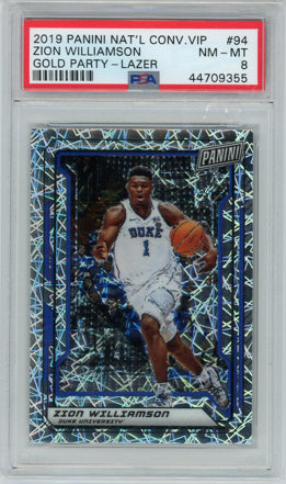 2019 Panini National Convention VIP #94 Zion Williamson Gold Party Lazer PSA 8 PSA 8 NMMT
