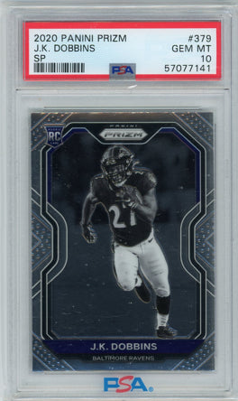 2020 Panini Prizm #379b J.K. Dobbins PSA 10 Gem Mint