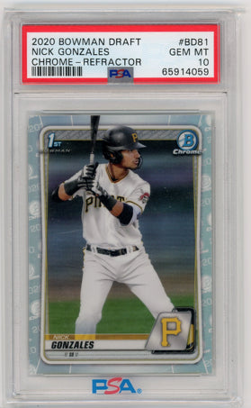 2020 Bowman Draft #BD-81 Nick Gonzales PSA 10 Gem Mint