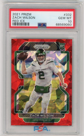 2021 Prizm #332 Zach Wilson Red Ice PSA 10 PSA 10 Gem Mint
