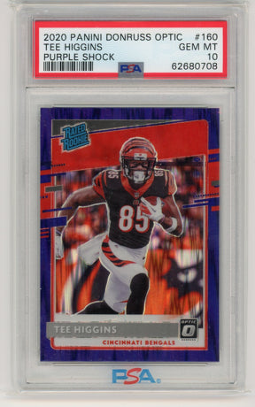 2020 Donruss Optic #160 Tee Higgins Purple Shock PSA 10 GEM MT