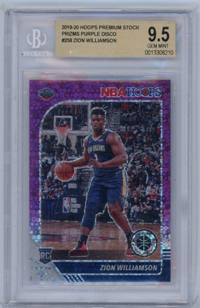 2019 Hoops Premium Stock #258 Zion WIlliamson Purple Disco BGS 9.5 BGS 9.5 Mint+