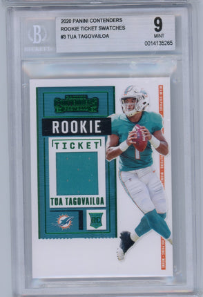 2020 Panini Contenders #3 TUA TAGOVAILOA ROOKIE TICKET SWATCHES BGS 9 Mint
