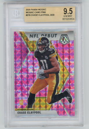 2020 Panini Mosaic #278 Chase Claypool Mosaic Gold Fluorescent BGS 9.5 Mint+