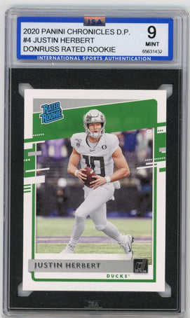 2020 PANINI CHRONICLES #4 JUSTIN HERBERT RATED ROOKIES ISA 9 MINT